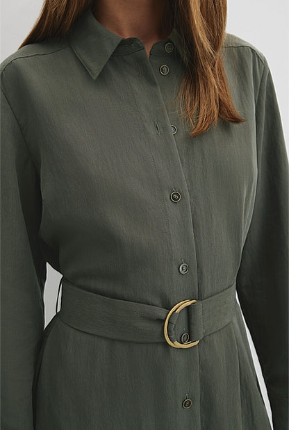 Belted Midi Shirt Dress