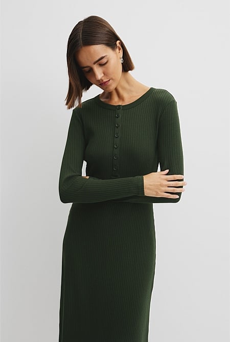 Long Sleeve Henley Dress
