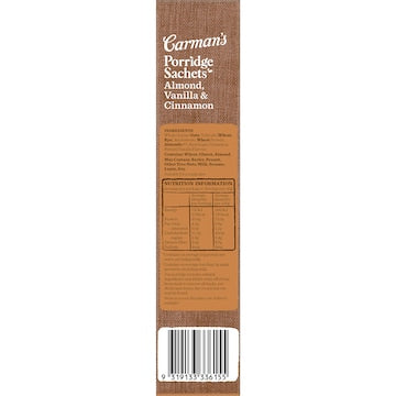 Carman's Protein Porridge Sachets Almond Vanilla & Cinnamon 6 pack