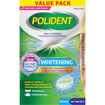 Polident Whitening Denture Cleaner For Dentures & Partials 66 pack