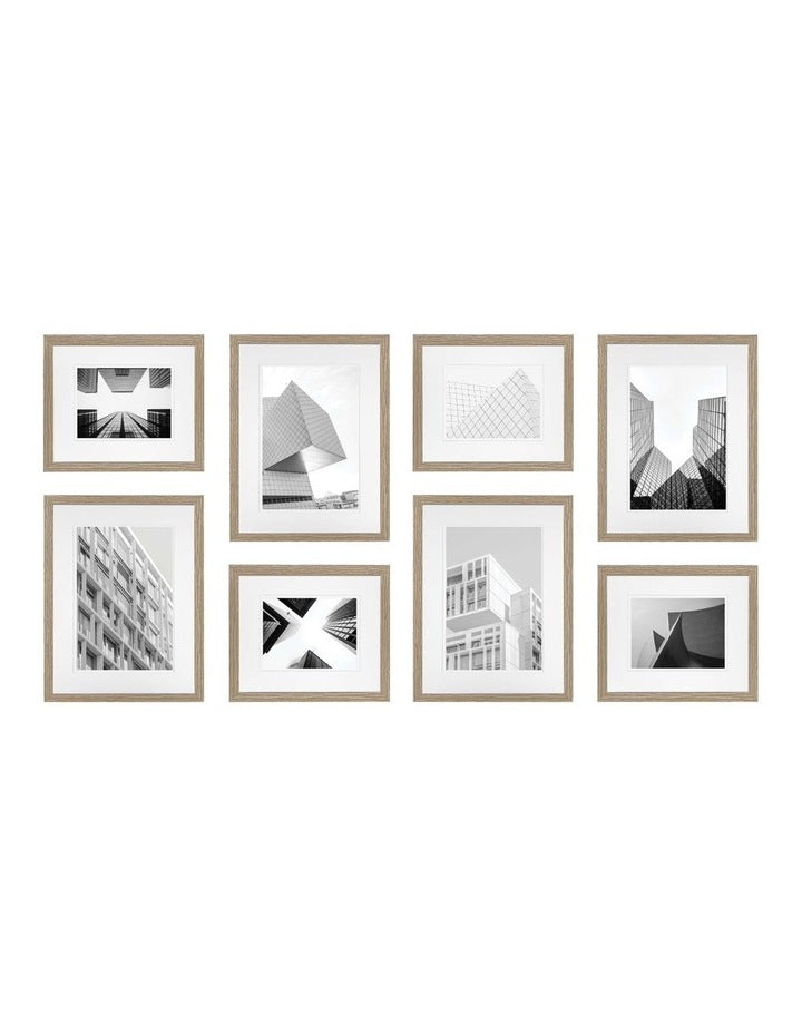 Premium 8 Piece Gallery Photo Wall Frame Set in Natural Oak