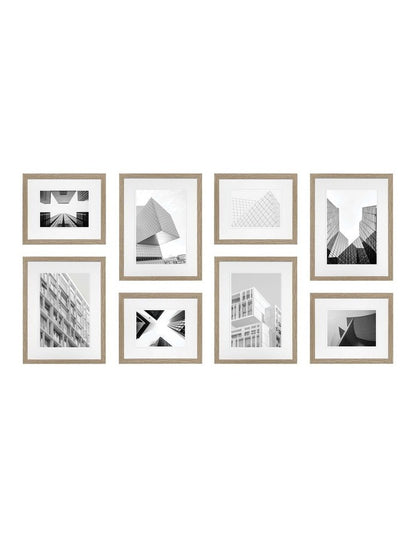 Premium 8 Piece Gallery Photo Wall Frame Set in Natural Oak