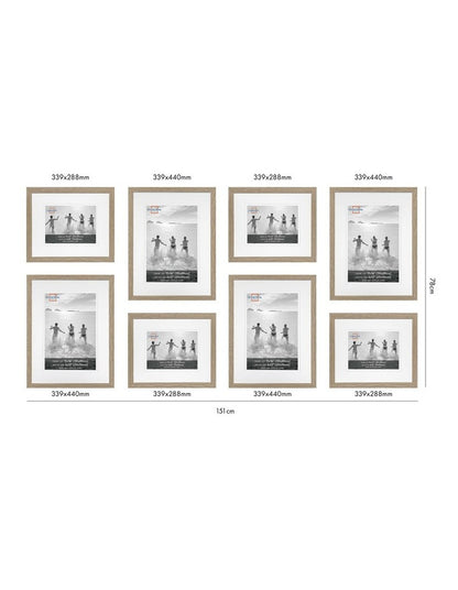 Premium 8 Piece Gallery Photo Wall Frame Set in Natural Oak