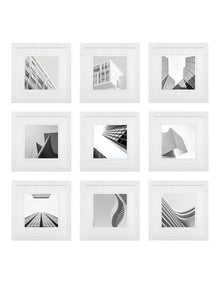 Premium 9 Piece Square Gallery Photo Wall Frame Set in White