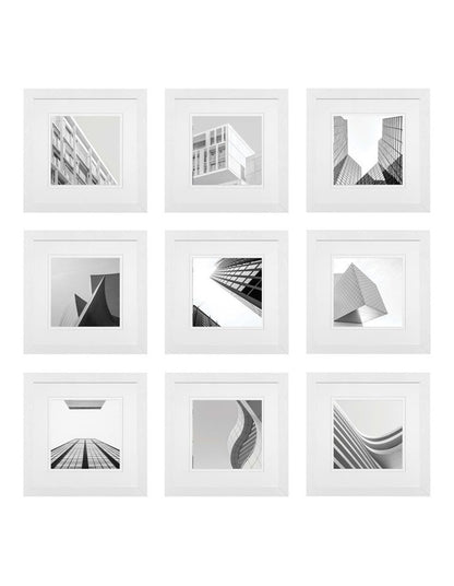 Premium 9 Piece Square Gallery Photo Wall Frame Set in White