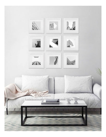 Premium 9 Piece Square Gallery Photo Wall Frame Set in White