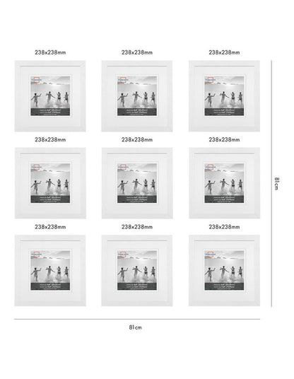 Premium 9 Piece Square Gallery Photo Wall Frame Set in White