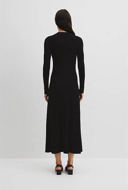 Rib Zip Neck Knit Dress