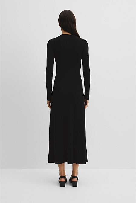 Rib Zip Neck Knit Dress