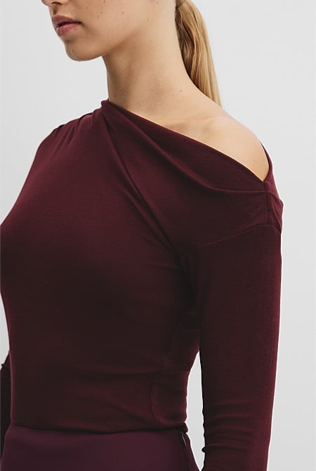 One Shoulder Long Sleeve Top