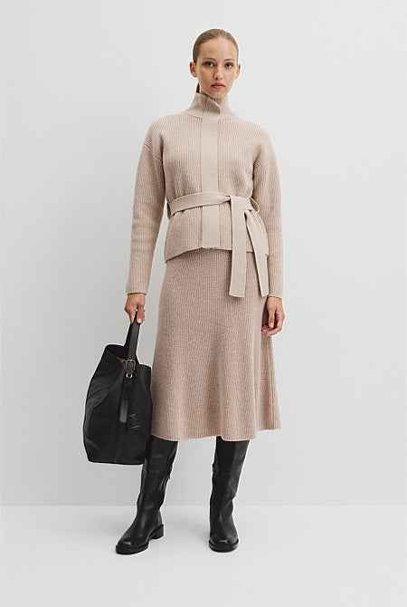 Australian Cotton Blend Belted Knit Jacket