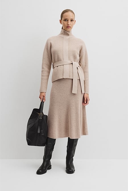 Australian Cotton Blend Belted Knit Jacket