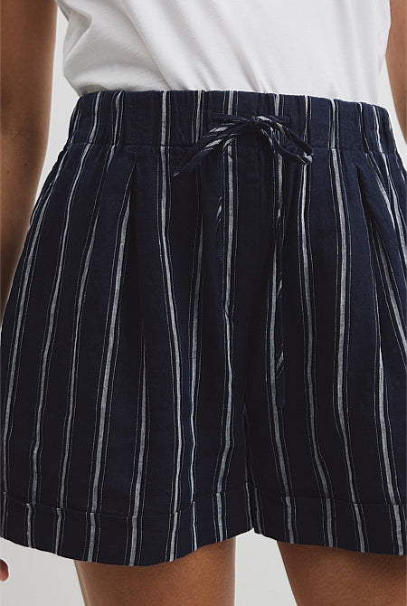Yarn Dyed Cuff Linen Short
