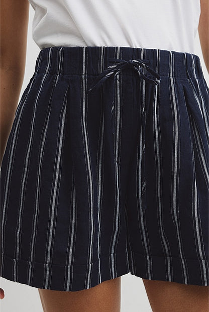 Yarn Dyed Cuff Linen Short