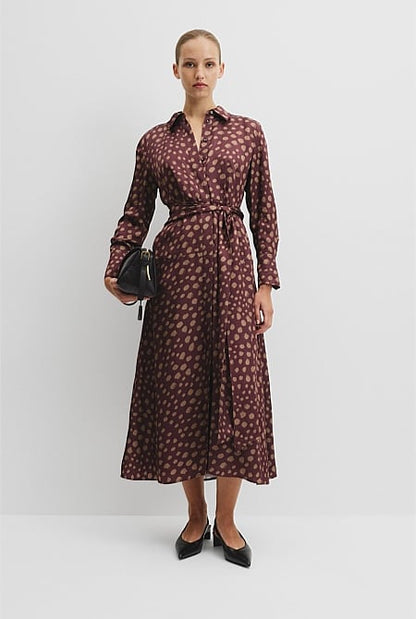Fluid Print Wrap Dress