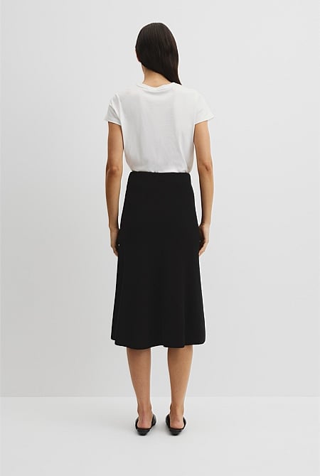Australian Cotton Blend Knit Midi Skirt