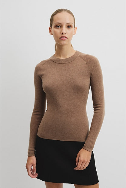 Merino Wool Silk Long Sleeve Knit