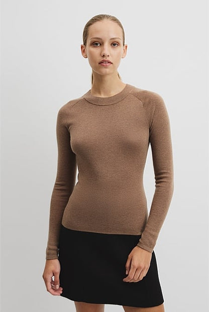 Merino Wool Silk Long Sleeve Knit