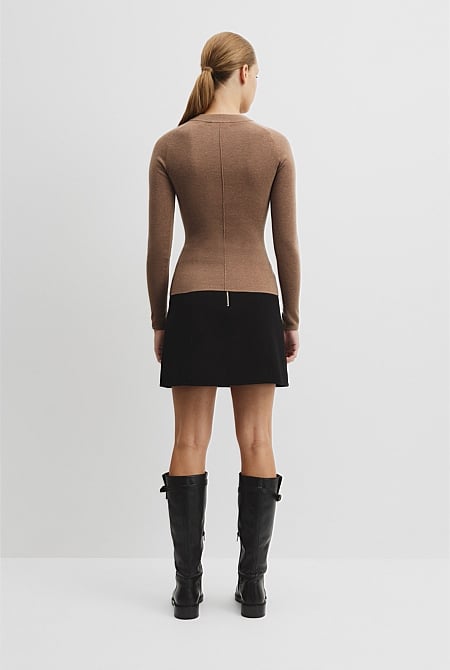 Merino Wool Silk Long Sleeve Knit