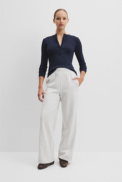 Australian Cotton Blend Rib Henley Top