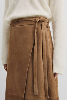 Suede Wrap Midi Skirt