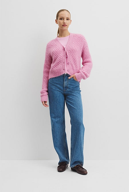 Long Sleeve Fluffy Knit Cardigan