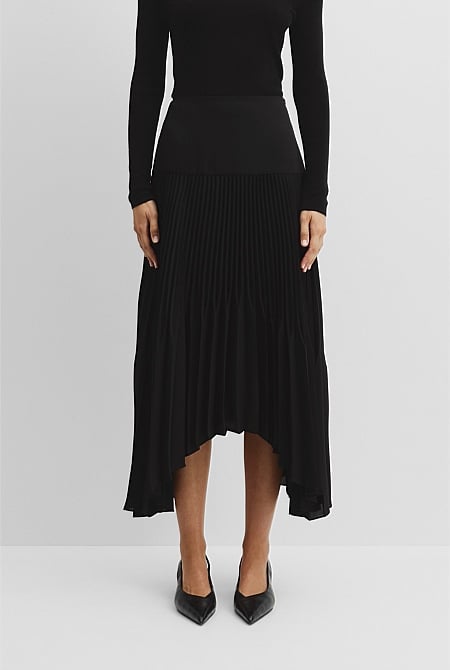 Plisse Midi Skirt