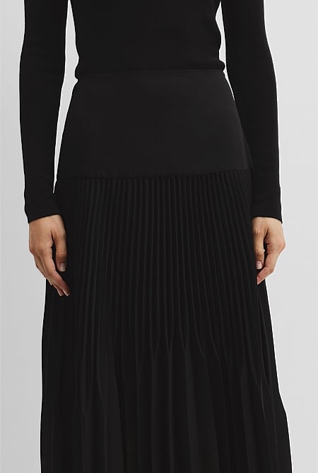 Plisse Midi Skirt