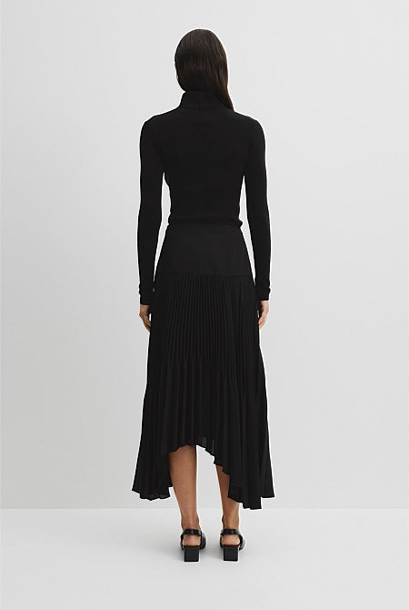Plisse Midi Skirt