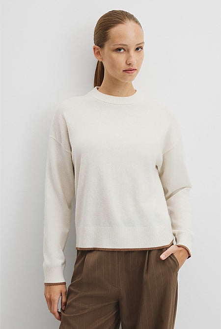 Tipped Crew Neck Knit