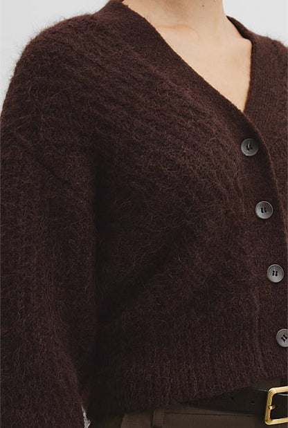 Long Sleeve Fluffy Knit Cardigan