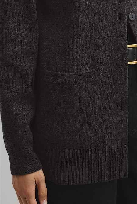 Compact Wool Longline Cardigan