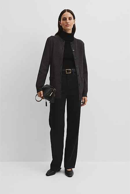 Compact Wool Longline Cardigan