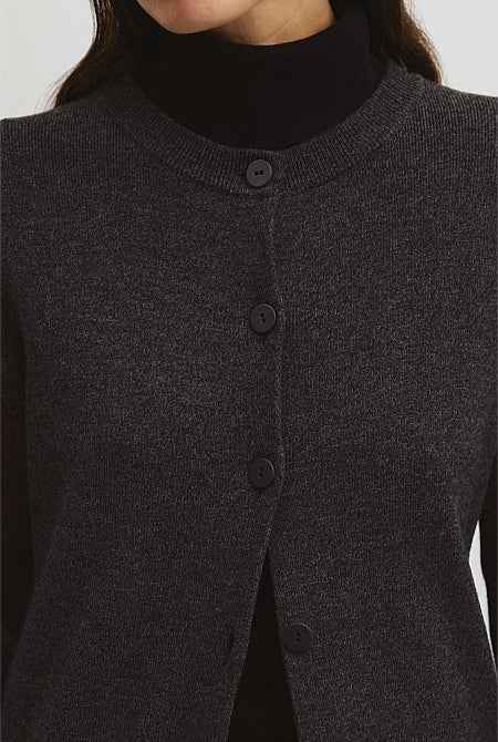 Compact Wool Longline Cardigan