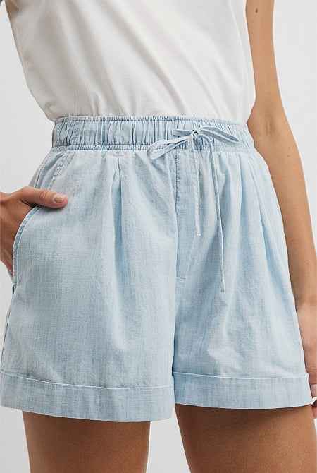 Cuff Chambray Short