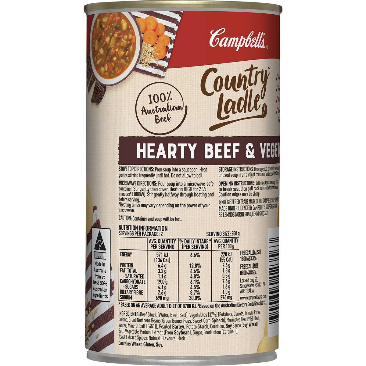 Campbell's Country Ladle Soup Hearty Beef & Vegetable 500g