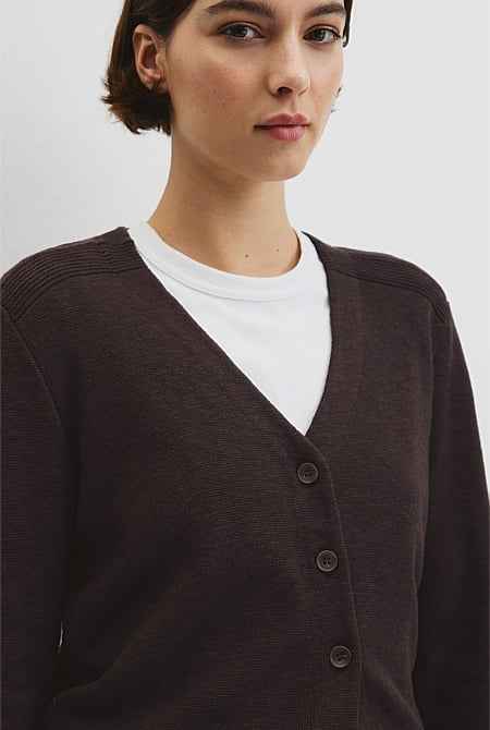 Organically Grown Cotton Linen Blend Knit Cardigan