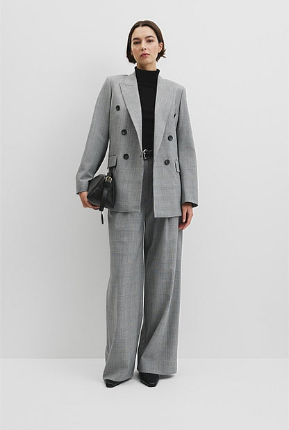 Glen Check Double Breasted Blazer