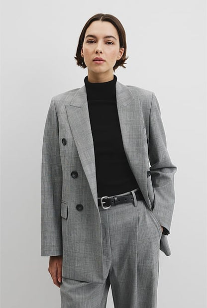Glen Check Double Breasted Blazer