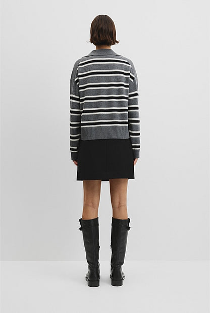 Australian Cotton Blend Stripe Knit Polo