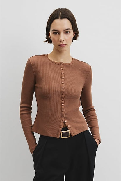 Long Sleeve Button Through Top