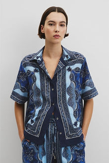 Scarf Print Short Sleeve Shirt