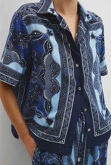 Scarf Print Short Sleeve Shirt