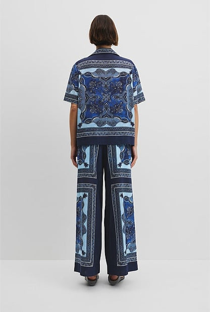 Scarf Print Short Sleeve Shirt