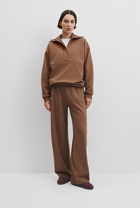 Australian Cotton Zip Neck Placket Sweat