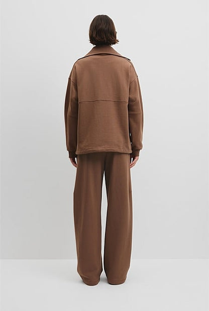 Australian Cotton Zip Neck Placket Sweat