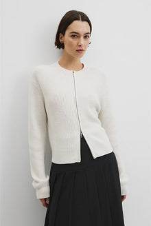 Australian Cotton Wool Blend Zip Through Knit Cardigan