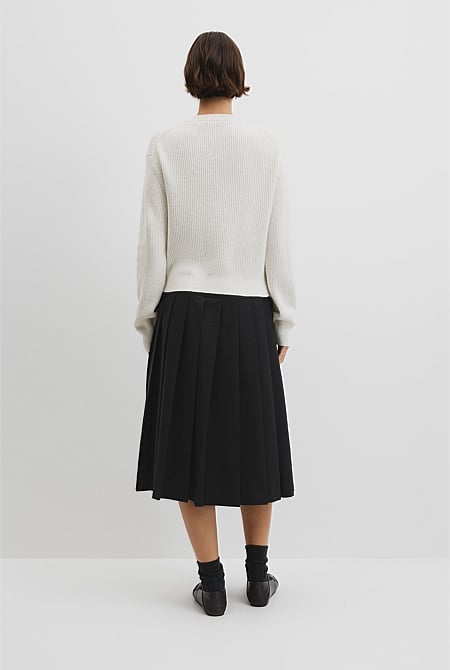 Australian Cotton Wool Blend Zip Through Knit Cardigan