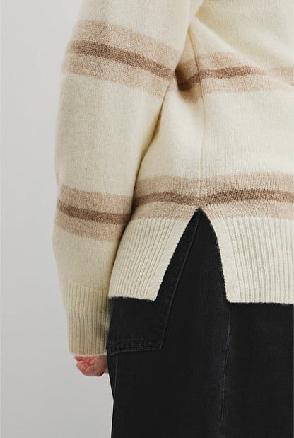 Extrafine Merino Stripe Crew Neck Knit