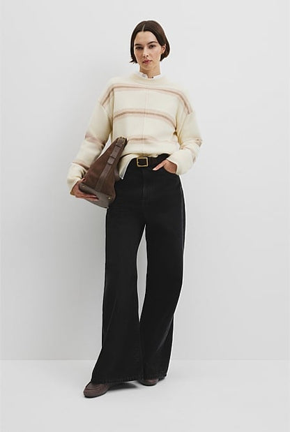 Extrafine Merino Stripe Crew Neck Knit